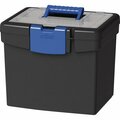 Storex Industries File Storage Box, 10-9/10inWx13-1/4inDx11inH, Black/Blue STX61415B02C